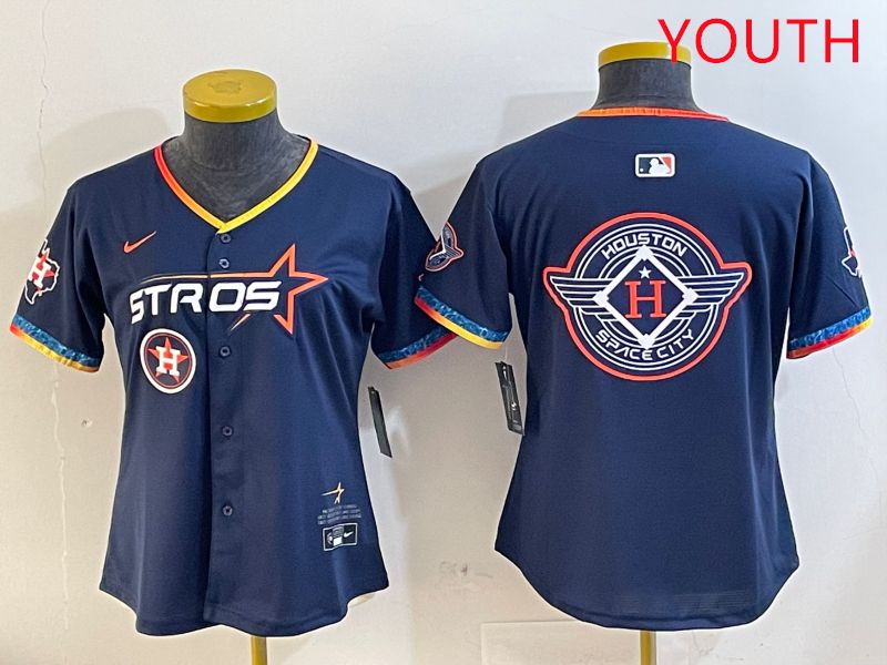 Youth Houston Astros Blank Drak Blue Fourth generation Joint Name 2025 Nike MLB Jersey style 18